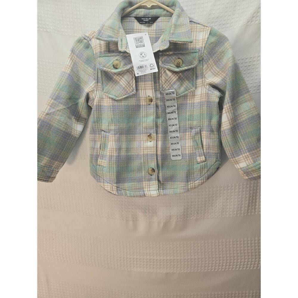 Member's Mark Girls Shacket Jacket Size 4/5 Green Plaid